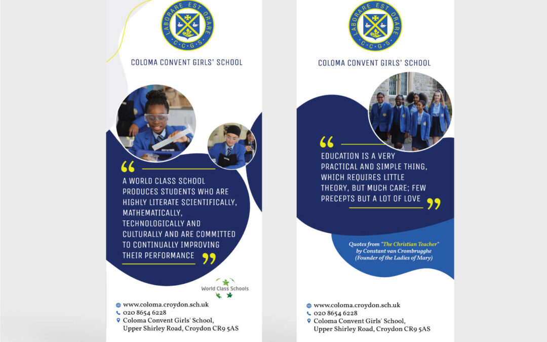PAIR OF SCHOOL ROLLER BANNERS