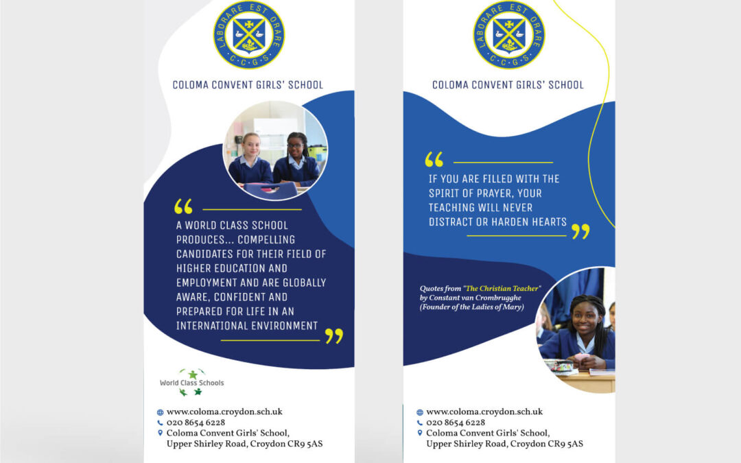 PAIR OF SCHOOL ROLLER BANNERS