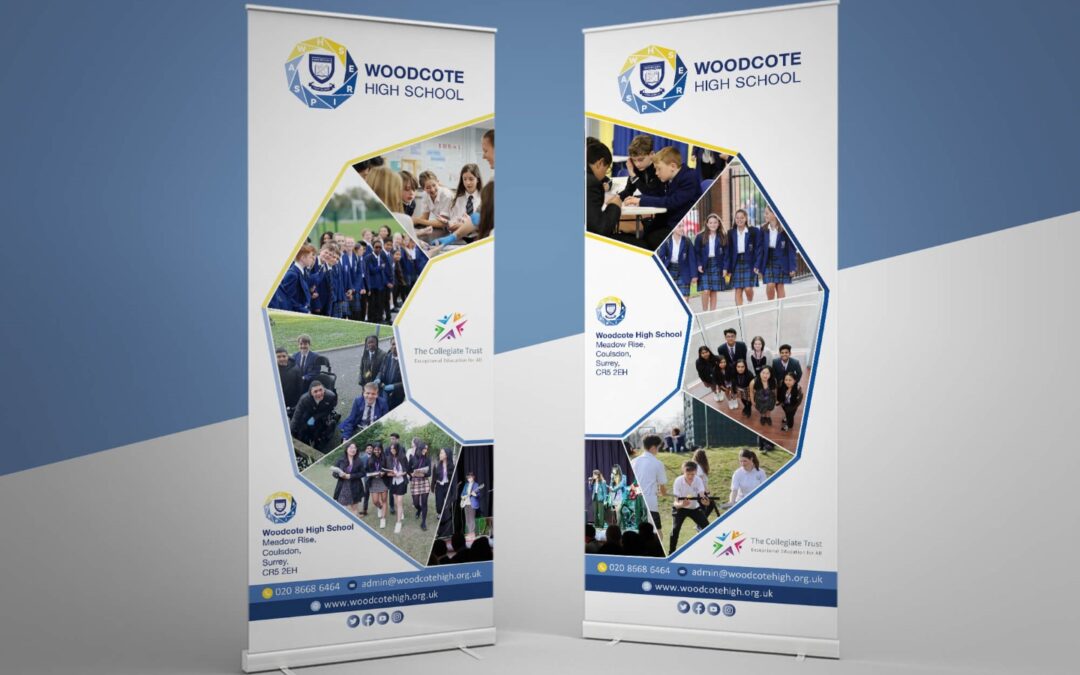 PAIR OF PULLUP ROLLER BANNERS